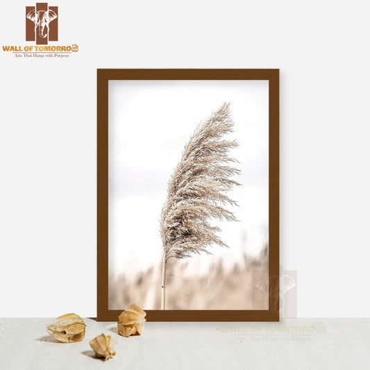 Dry Reeds Faded High Quality Glass Frame Wall Décor