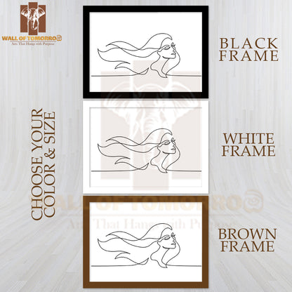 Abstract Portrait of Pretty Young Woman High Quality Glass Frame Wall Décor