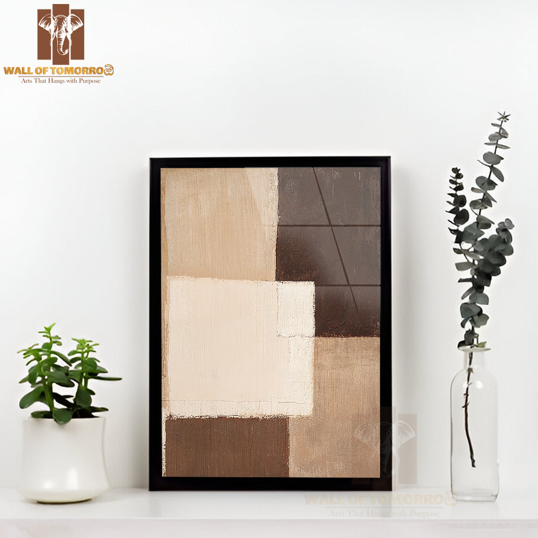 Subtle Layers Neutral Art High Quality Glass Frame Wall Décor