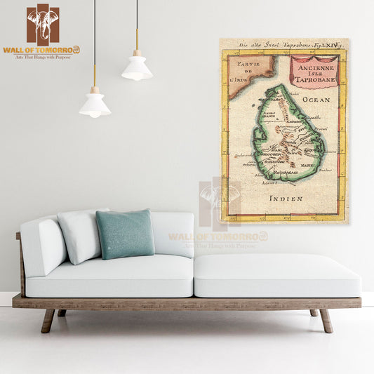 1686 Mallet Map of Ceylon or Sri Lanka (Taprobane) High Quality Unframed Poster Print & Waterproof Poster Print Wall Décor in Sri Lanka