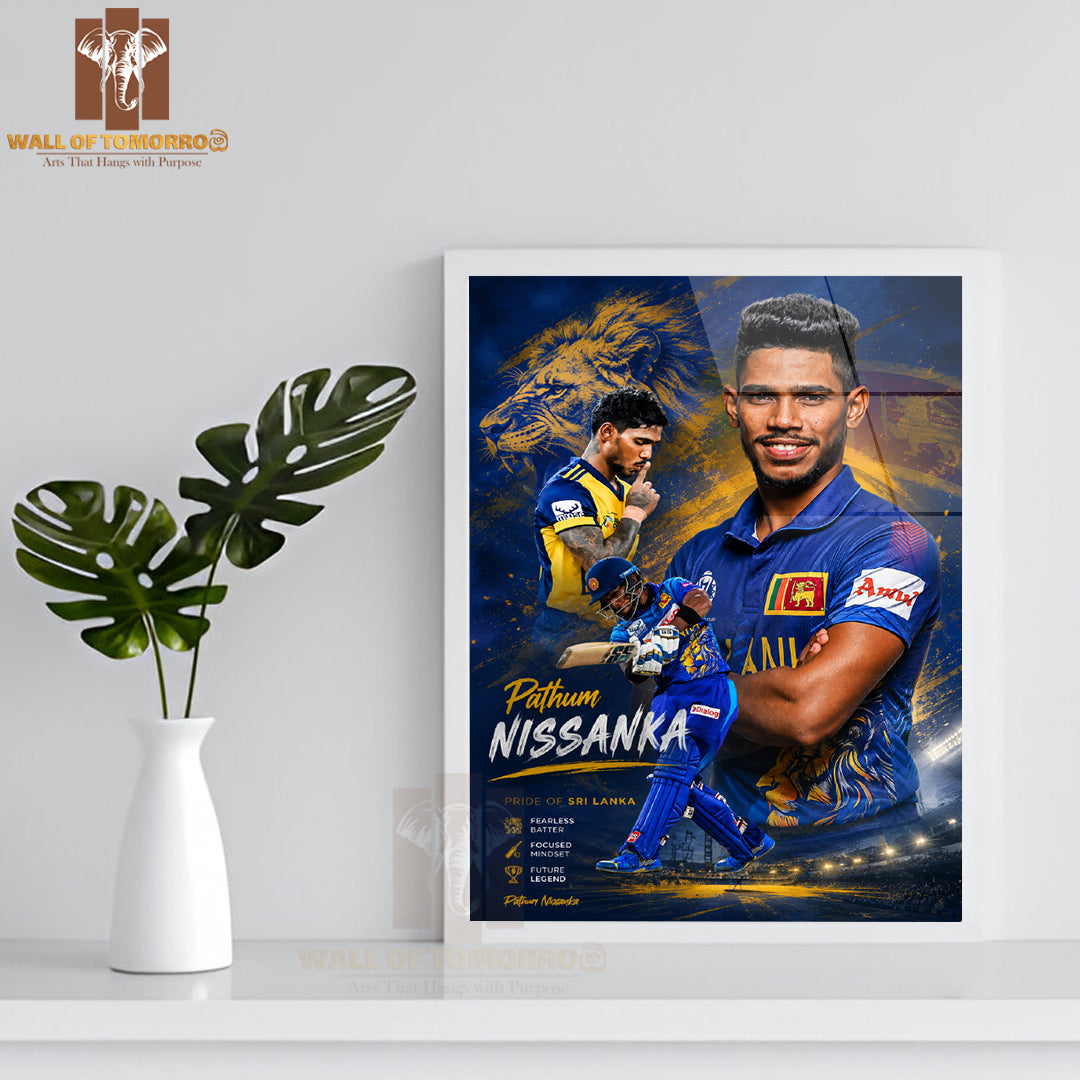Future Legend for Sri Lanka Cricket Pathum Nissanka Sports High Quality Glass Frame Wall Décor