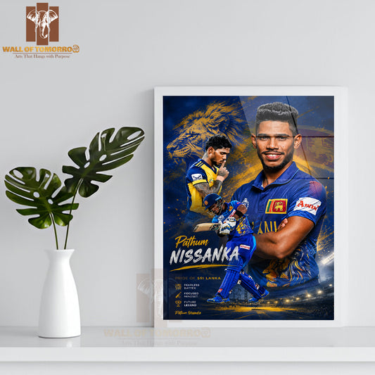 Future Legend for Sri Lanka Cricket Pathum Nissanka Sports High Quality Glass Frame Wall Décor
