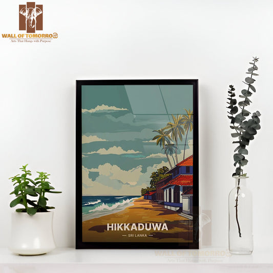 Hikkaduwa Beach Sri Lanka Travel High Quality Glass Frame Wall Décor