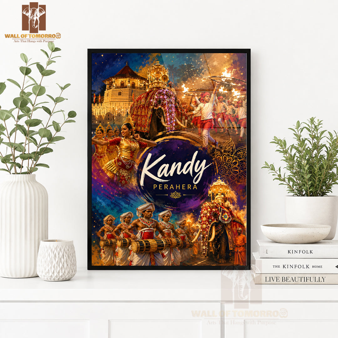 Kandy Perahera Sri Lanka Travel High Quality Glass Frame Wall Décor