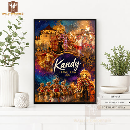 Kandy Perahera Sri Lanka Travel High Quality Glass Frame Wall Décor