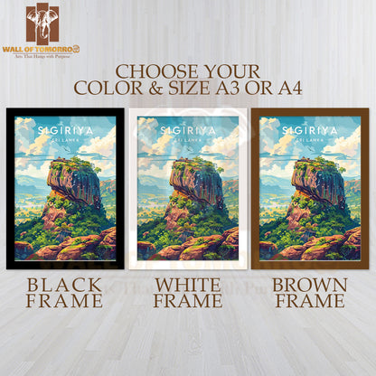 Sri Lanka, Sigiriya Travel Educational High Quality Glass Frame Wall Décor