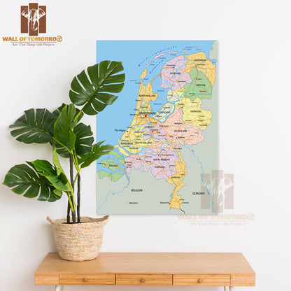 Netherlands Highly Detailed Political Map Educational High Quality Unframed Poster Print & Waterproof Poster Print Wall Décor