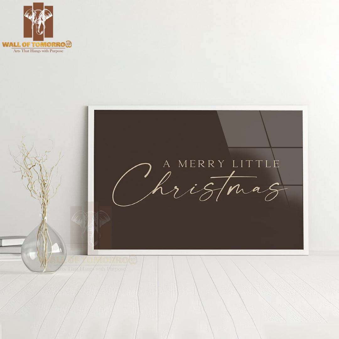 Neutral Brown Holiday Christmas Quote High Quality Glass Frame Wall Décor