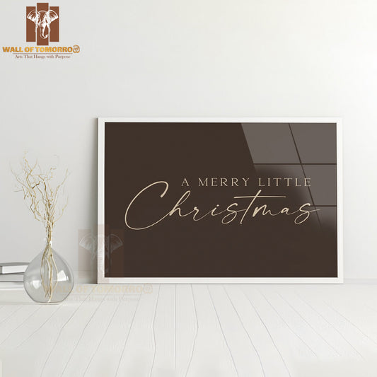Neutral Brown Holiday Christmas Quote High Quality Glass Frame Wall Décor
