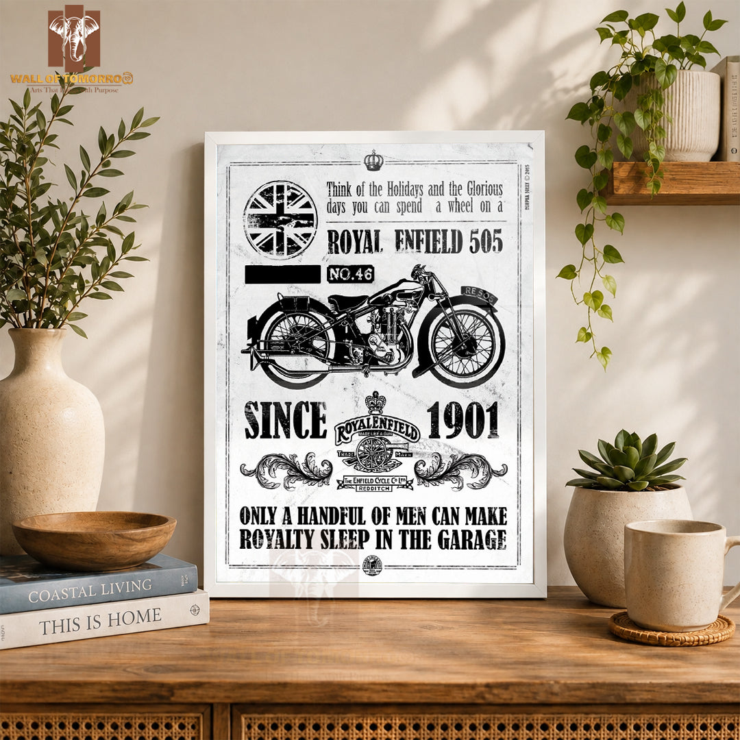 Royal Enfield 505, Since 1901 Motor Bike High Quality Glass Frame Wall Décor in Sri Lanka