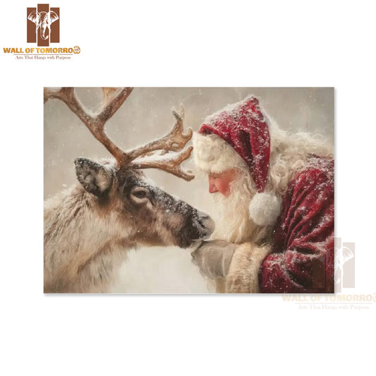 Santa and Reindeer Christmas High Quality Unframed Poster Print & Waterproof Poster Print Wall Décor