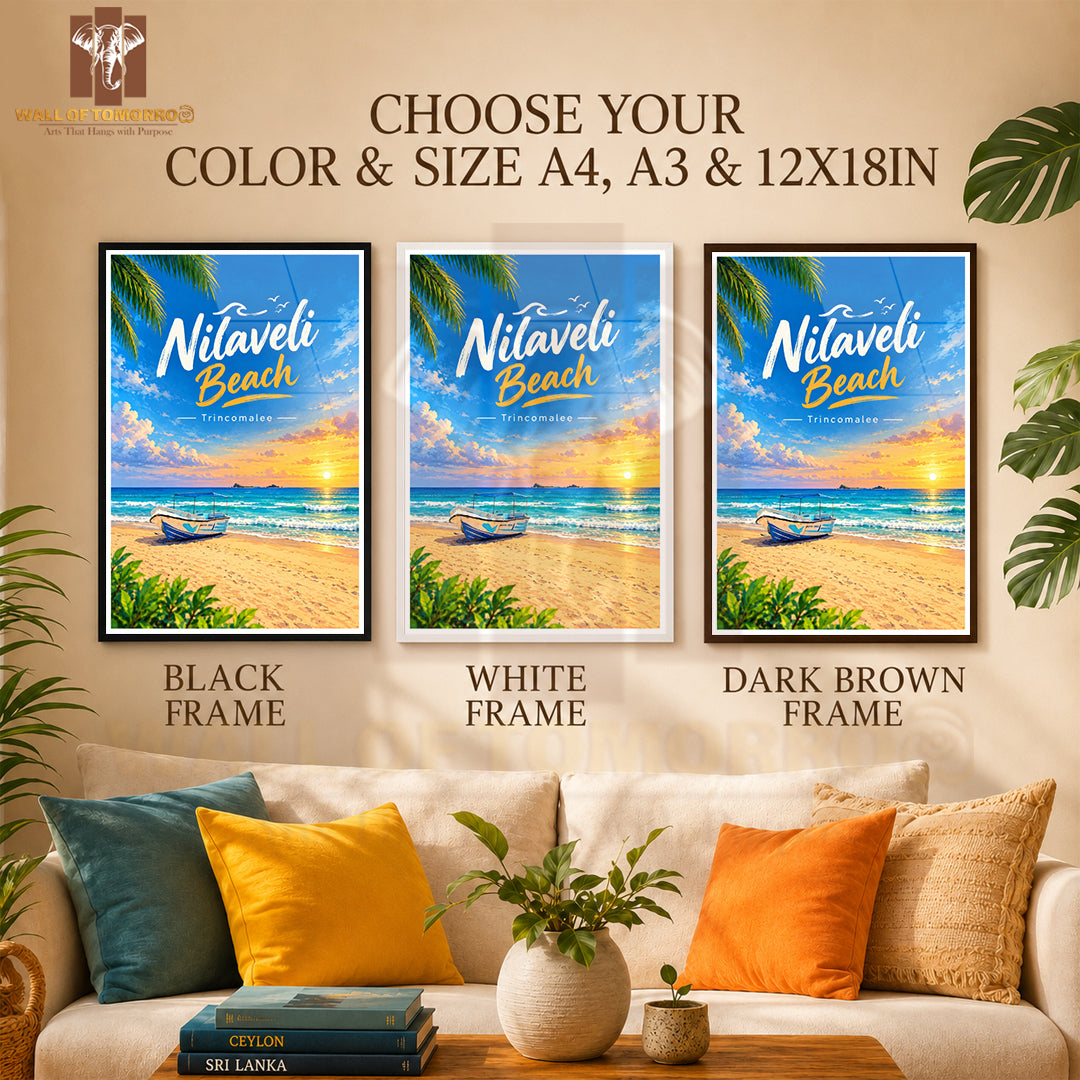 Nilaveli Beach, Trincomalee Sri Lanka Travel High Quality Glass Frame Wall Décor
