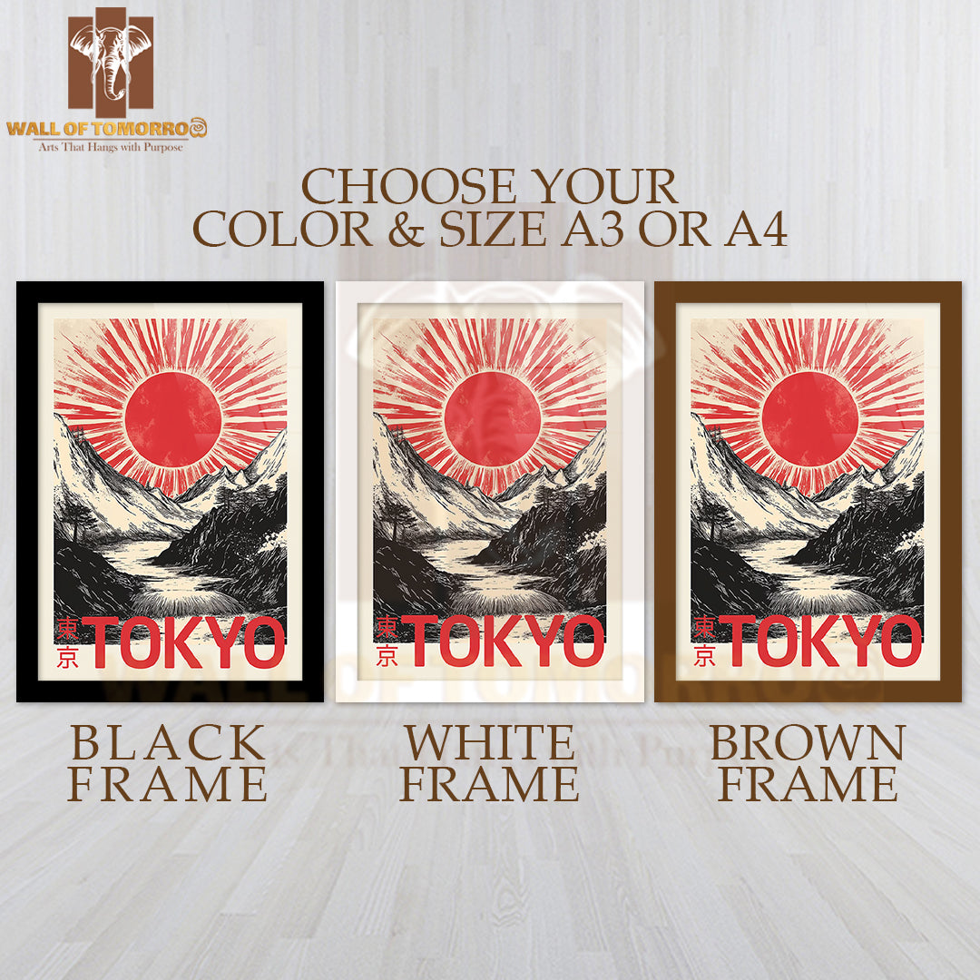 Couple Under an Umbrella on Street Red Eiffel Tower High Quality Glass Frame Wall Décor