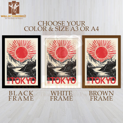 Couple Under an Umbrella on Street Red Eiffel Tower High Quality Glass Frame Wall Décor