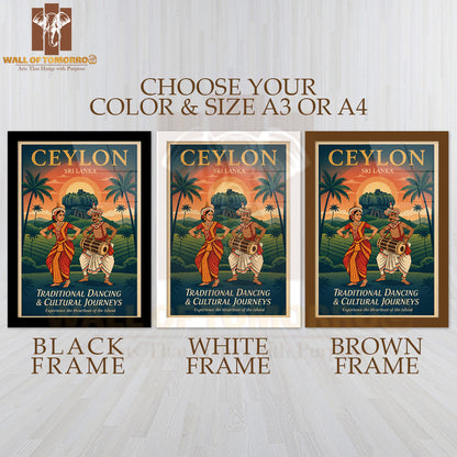 Ceylon Sri Lanka Traditional Dancing Travel High Quality Glass Frame Wall Décor