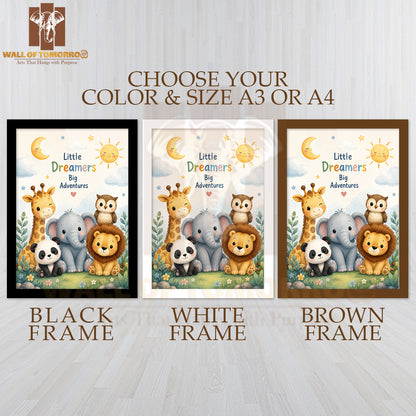 Little Dreamers Big Adventures Kids High Quality Glass Frame Wall Décor