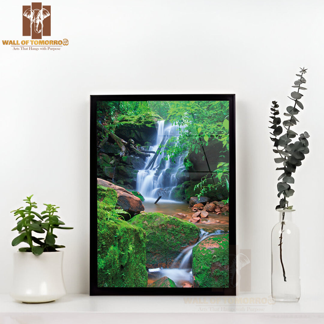 Beautiful Sai Thip Waterfall Phu Soi Dao National Park High Quality Glass Frame Wall Décor