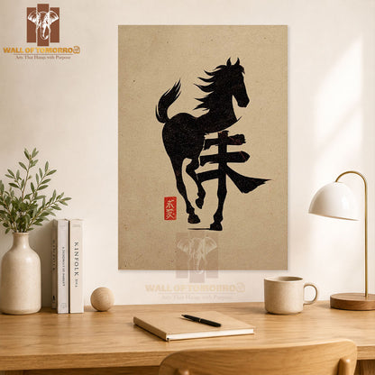 Japanese Calligraphy Horse Animals High Quality Unframed Poster Print & Laminated Poster Print Wall Décor in Sri Lanka