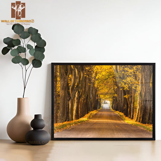 Mazuren Yellow Autumn & The Road High Quality Unframed Poster Print & Waterproof Poster Print Wall Décor