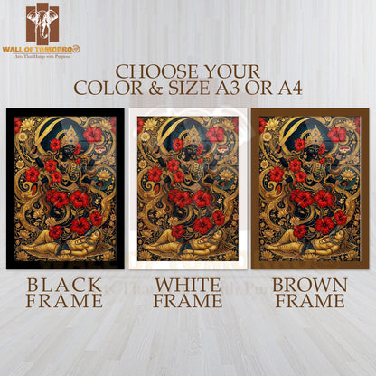 Hindu Goddess Kali Religious High Quality Glass Frame Wall Décors in Sri Lanka