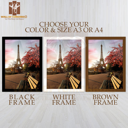 Spring Morning with Eiffel Tower, Paris, France High Quality Glass Frame Wall Décor