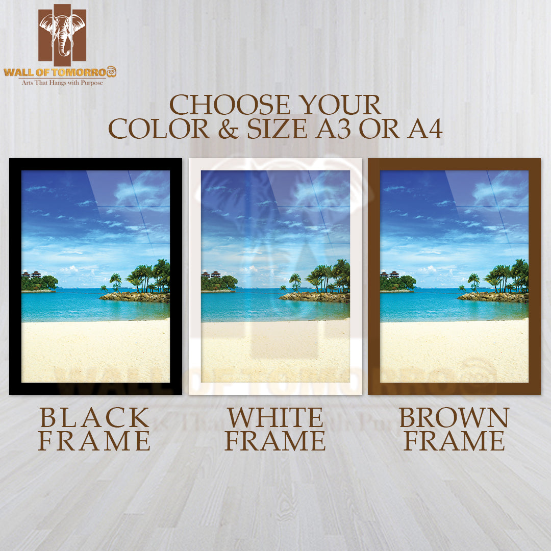 Beautiful Secluded Lagoon Beach in The Tropics High Quality Glass Frame Wall Décor