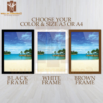 Beautiful Secluded Lagoon Beach in The Tropics High Quality Glass Frame Wall Décor