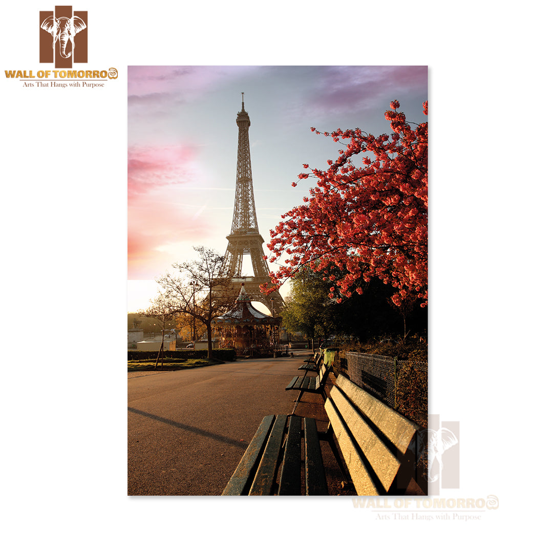 Spring Morning with Eiffel Tower, Paris, France High Quality Unframed Poster Print & Waterproof Poster Print Wall Décor