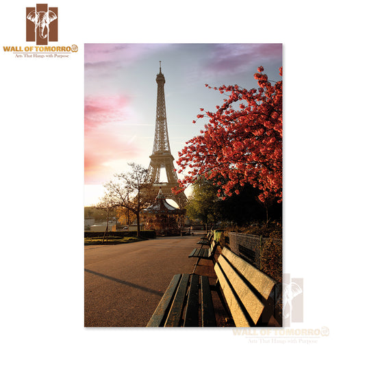 Spring Morning with Eiffel Tower, Paris, France High Quality Unframed Poster Print & Waterproof Poster Print Wall Décor