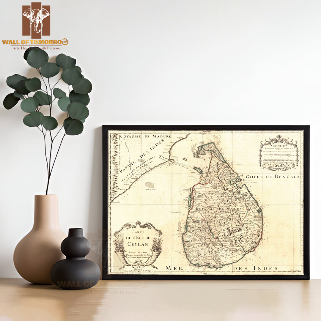 Carte de l'isle de Ceylan, CeylonSri Lanka 1722 map High Quality Glass Frame Wall Décors in Sri Lanka