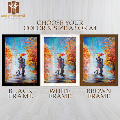 Paris Eiffel Tower Romantic Gorgeous Painting High Quality Glass Frame Wall Décor