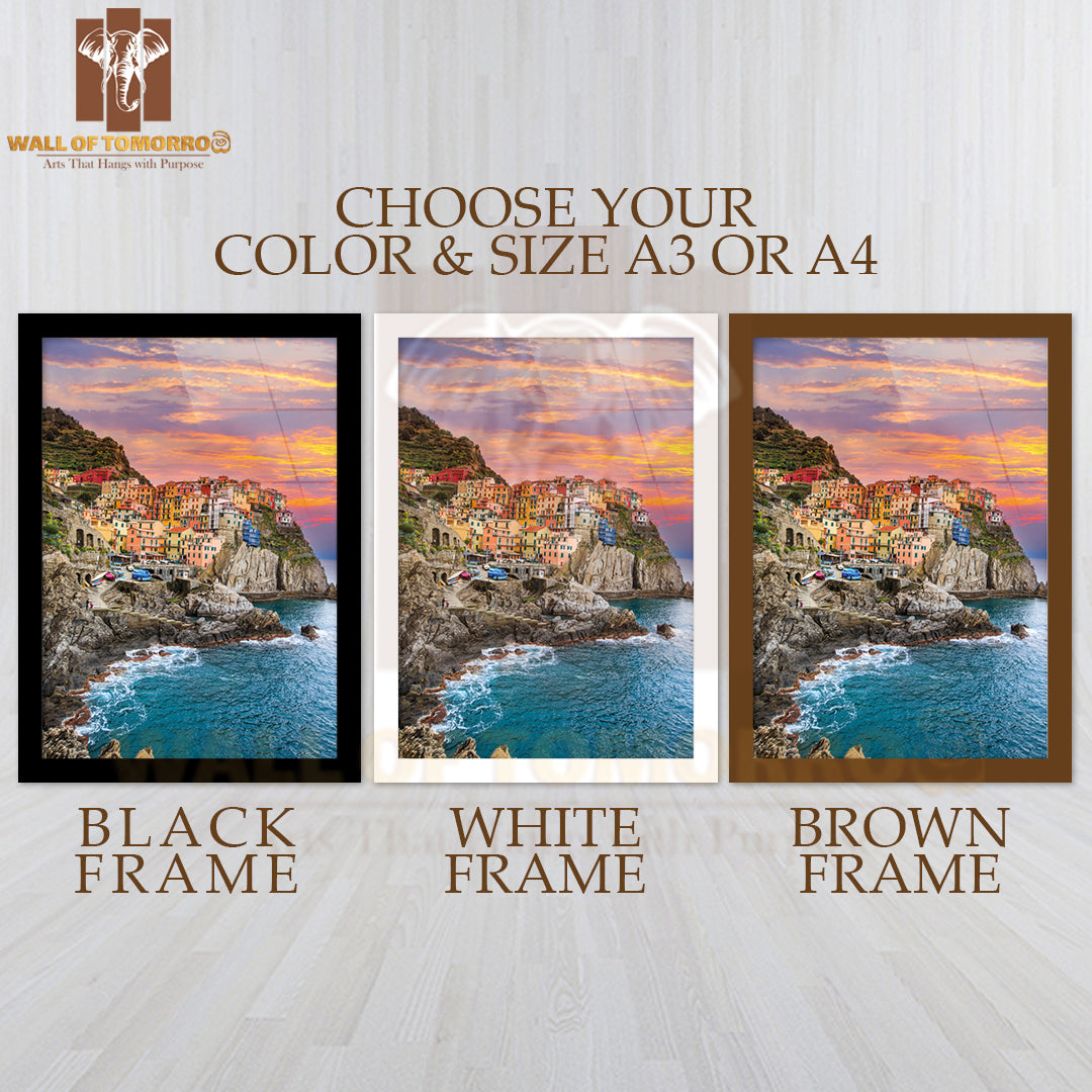 Cinque Terre Italy Travel Destination High Quality Glass Frame Wall Décor