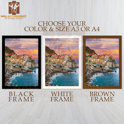 Cinque Terre Italy Travel Destination High Quality Glass Frame Wall Décor