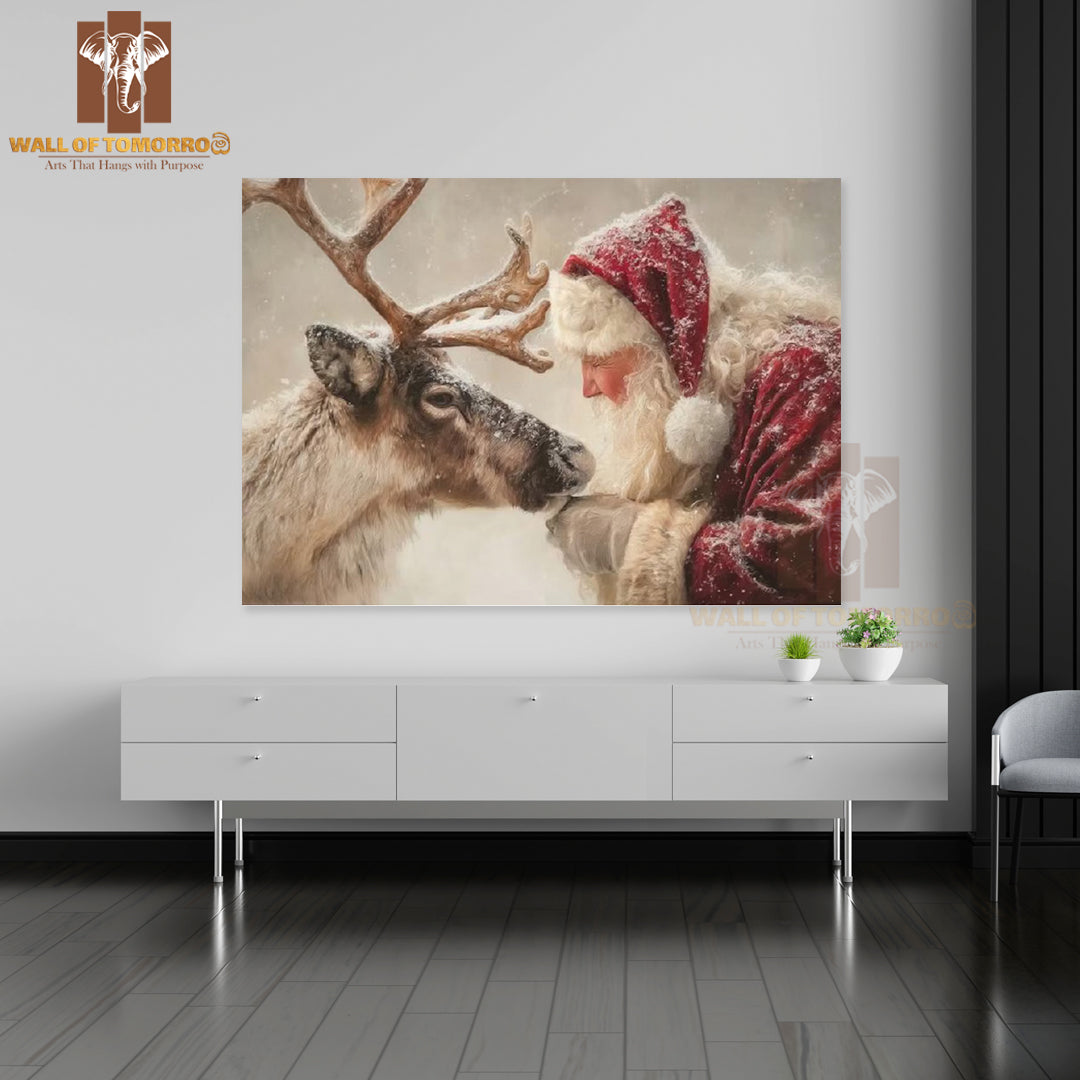 Santa and Reindeer Christmas High Quality Unframed Poster Print & Waterproof Poster Print Wall Décor