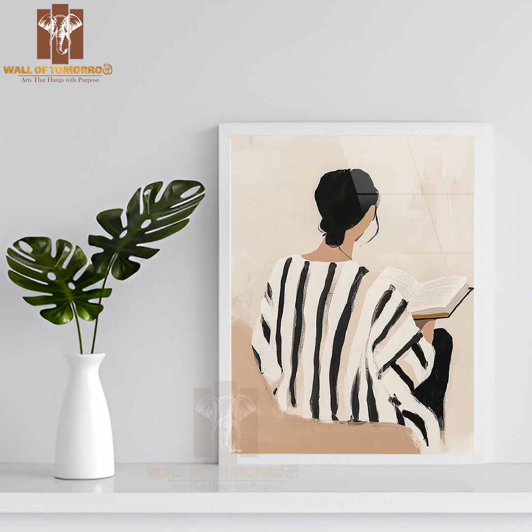 The Reading Hour Painting High Quality Glass Frame Wall Décor