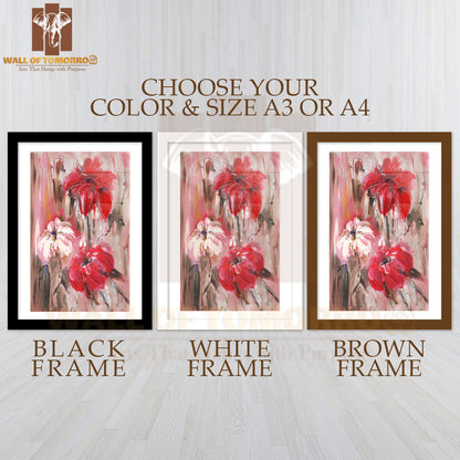 Colorful Abstract Flowers Oil Painting High Quality Glass Frame Wall Décor