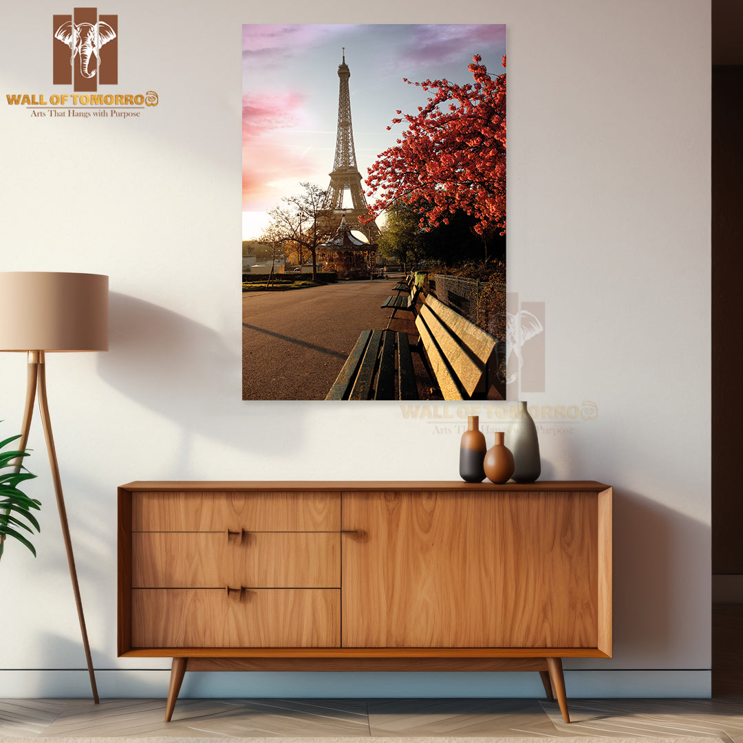 Spring Morning with Eiffel Tower, Paris, France High Quality Unframed Poster Print & Waterproof Poster Print Wall Décor