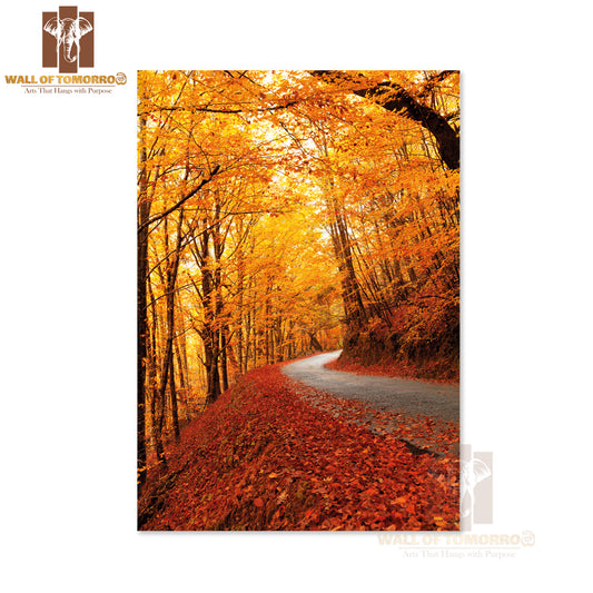 Autumn Landscape with Road and Beautiful Colored Trees High Quality Unframed Poster Print & Waterproof Poster Print Wall Décor