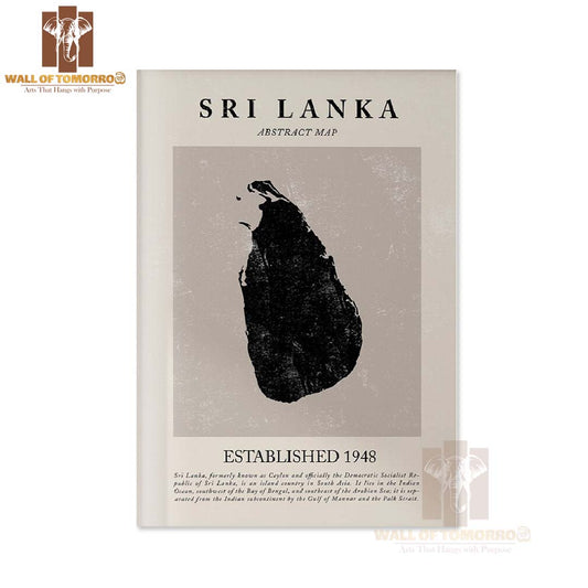 Abstract Sri Lanka Map Vintage Travel High Quality Unframed Poster Print & Laminated Poster Print Wall Décor