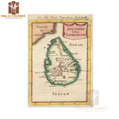 1686 Mallet Map of Ceylon or Sri Lanka (Taprobane) High Quality Unframed Poster Print & Waterproof Poster Print Wall Décor in Sri Lanka