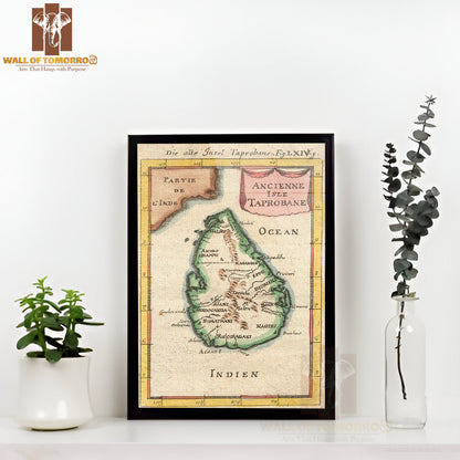 1686 Mallet Map of Ceylon or Sri Lanka (Taprobane) High Quality Glass Frame Wall Décors in Sri Lanka