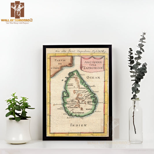 1686 Mallet Map of Ceylon or Sri Lanka (Taprobane) High Quality Glass Frame Wall Décors in Sri Lanka
