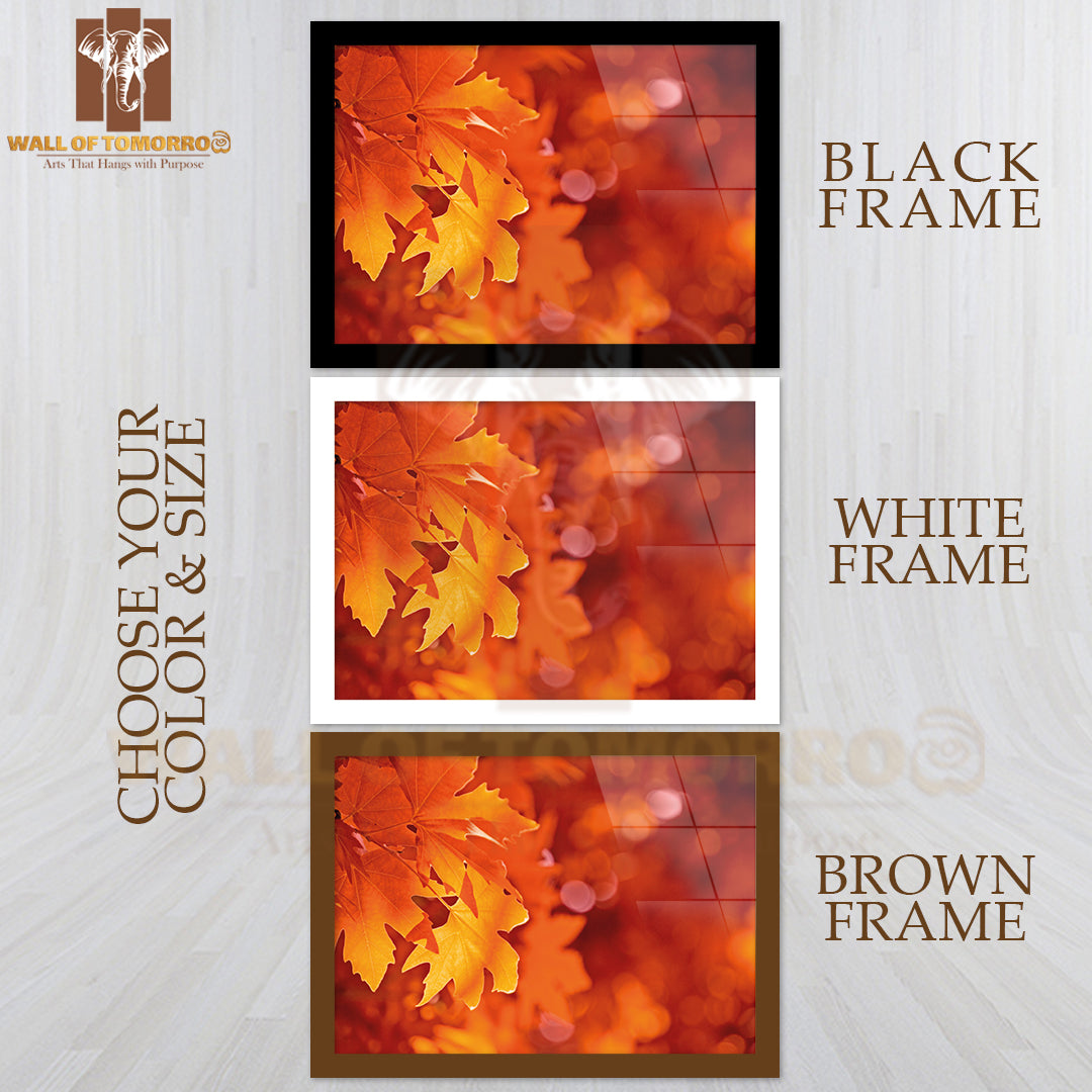 Autumn Leaves, Very Shallow Focus High Quality Glass Frame Wall Décor