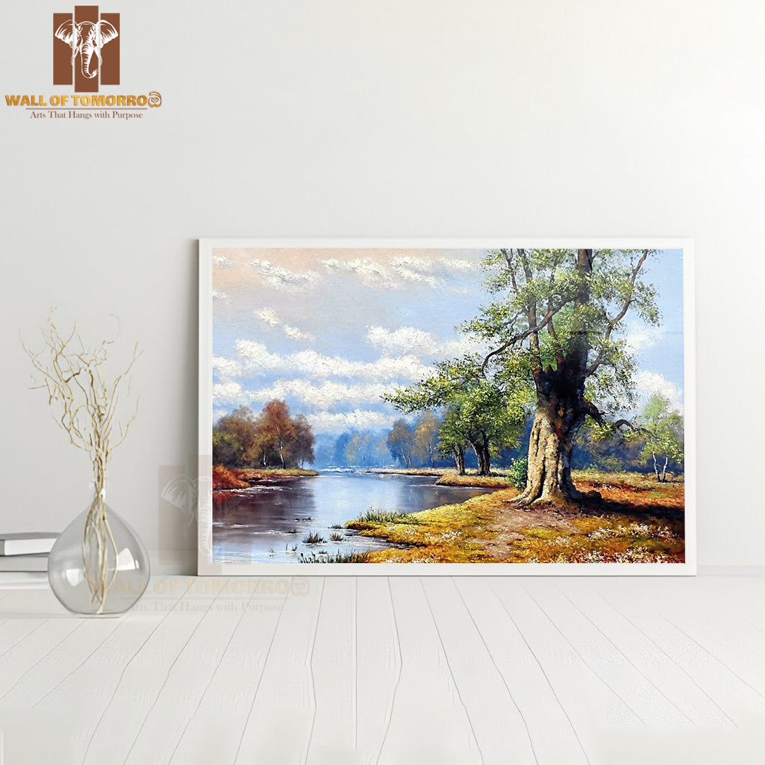 River, Oil Paintings Rural Landscape High Quality Unframed Poster Print & Waterproof Poster Print Wall Décor