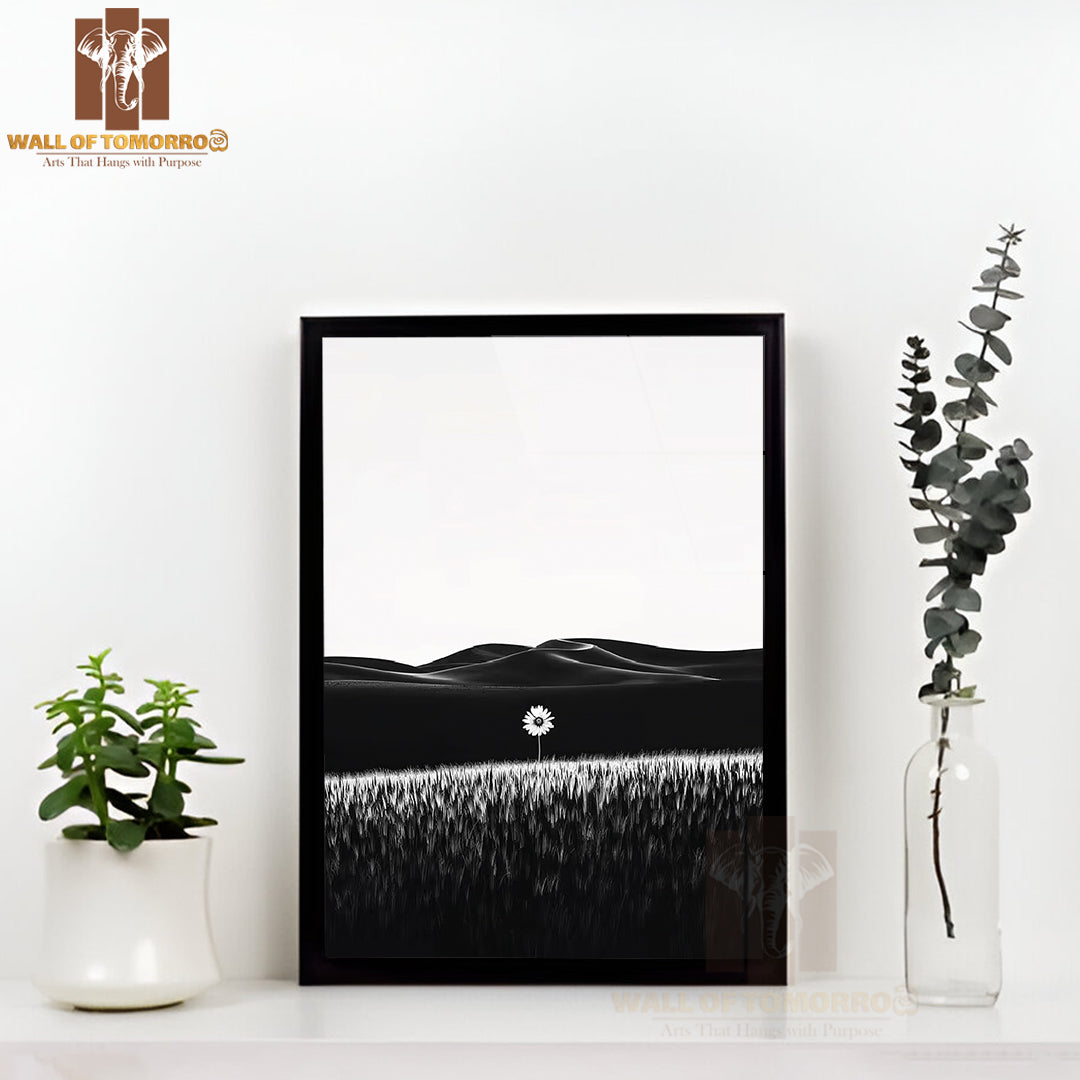 Whisper Of Nature B&W High Quality Glass Frame Wall Décor