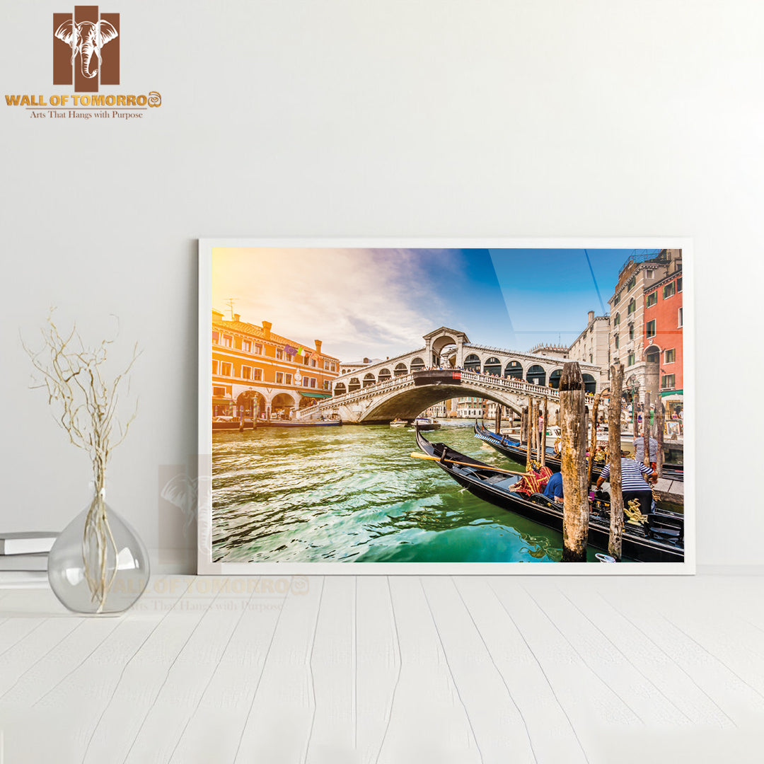 Famous Canal Grande from Famous Rialto Bridge at Sunset in Venice, Italy High Quality Unframed Poster Print & Waterproof Poster Print Wall Décor