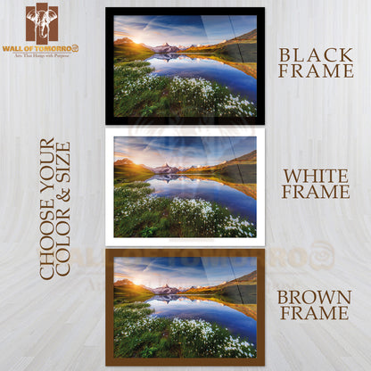 Great View of Mt. Schreckhorn And Wetterhorn Above Bachalpsee Lake High Quality Unframed Poster Print & Waterproof Poster Print Wall Décor