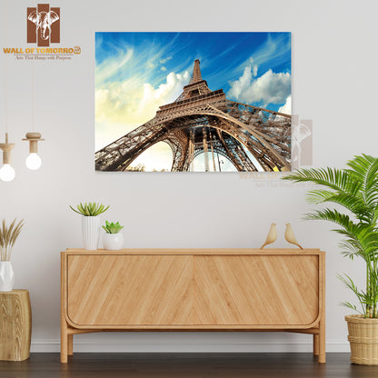Paris Beautiful View of Eiffel Tower with Sky Sunset Colors High Quality Unframed Poster Print & Waterproof Poster Print Wall Décor