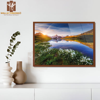 Great View of Mt. Schreckhorn And Wetterhorn Above Bachalpsee Lake High Quality Unframed Poster Print & Waterproof Poster Print Wall Décor