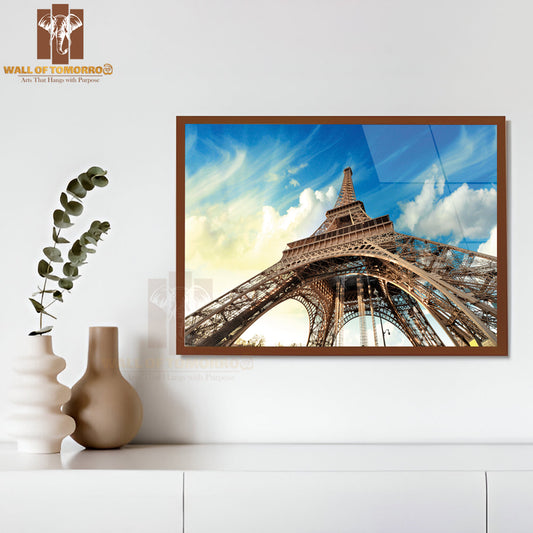 Paris Beautiful View of Eiffel Tower with Sky Sunset Colors High Quality Unframed Poster Print & Waterproof Poster Print Wall Décor